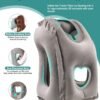 JefDiee Inflatable Travel Pillow, Airplane Neck Pillow Comfortably Supports Head and Chin for Airplanes, Trains, Cars Office Napping on The Tray Table (Grey) - Image 2