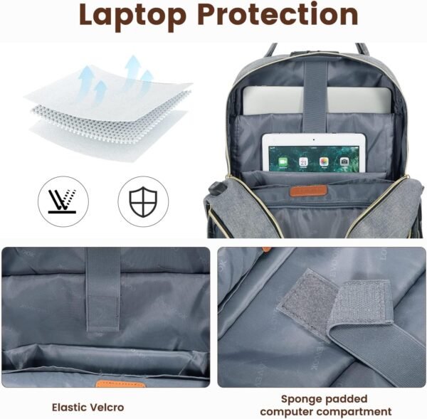 LOVEVOOK Laptop Backpack for Women & Men, Unisex Travel Anti-theft Work Bag, Business Computer College Backpacks Purse, Casual Hiking Outdoor Carry On Daypack with Lock, Fits 15.6 Inch Laptop, Grey - Image 9