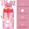 Kids Water Bottle with Straw & Handle - 16 oz BPA Free Kids Water Bottles, Spill Proof, Easy-Clean, Dishwasher Safe - Cute Rabbit Pink - Image 2