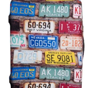 Luggage Cover Suitcase Protector Fits 19-33 Inch TSA Approved Travel Suitcase Cover Washable Dustproof Anti-Scratch (L (26-30 inch), License Plates)