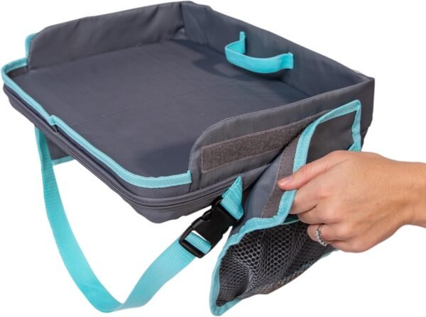 J.L. Childress 3-in-1 Travel Tray & iPad Tablet Holder, Car Seat Lap Tray for Toddlers & Kids, Grey/Teal - Image 16