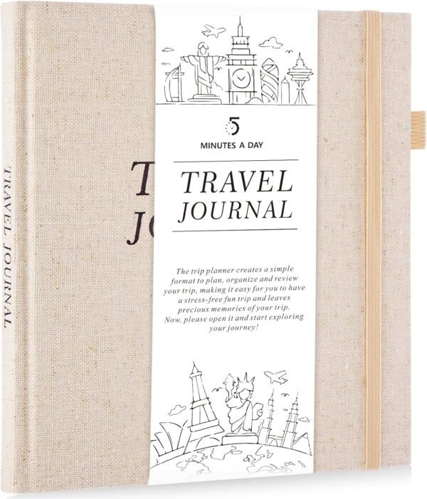 Travel Journal for Women, Adventure Book for 20 Trips, Travel Journal Notebook Diary for Traveler, Vocation Planner, Travel Gifts(126 Pages, Beige)