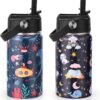 12oz Kids Insulated Water Bottle,Double Wall Vacuum Tumbler,18/8 Stainless Steel Leak Proof Kids Cups with Straw,Metal Water Bottle for School Boys Girls,Underwater World and Sleep