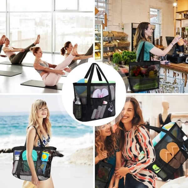 AURUZA Mesh Beach Bag Waterproof Sandproof Tote Bags Swimming Pool Bag Cruise Beach Essentials for Vacation Must Haves - Image 6