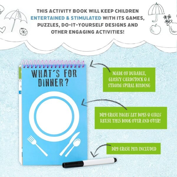 Squirrel Products Mom, I'm Bored Children's Activity Book, Fun Reusable Dry Erase Toy - Roadtrip Essentials, Word Games, Screen Free Activites for Kids Ages 3 and Up - Original Version - Image 3
