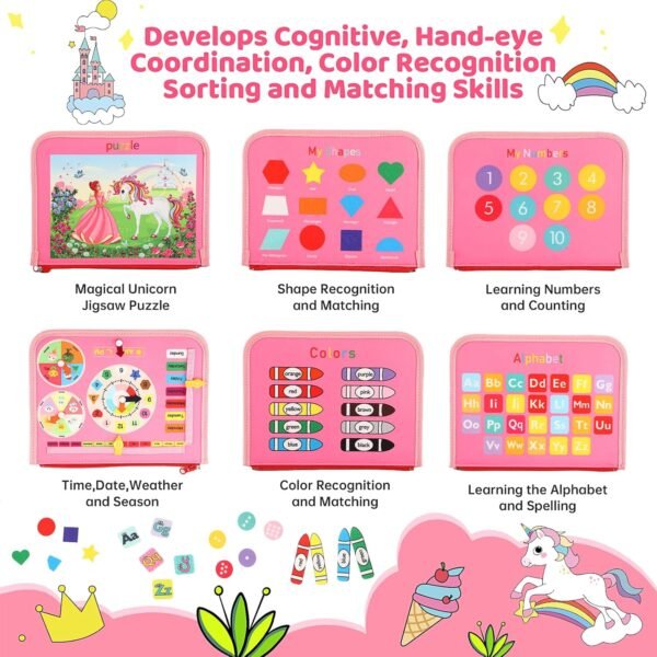 Toddler Busy Board，Montessori Toddler Busy Book，Toys For 3 Year Old Girl Birthday Gift，Sensory Bins Toys，Learning Toys，Preschool Learning Activities Book Airplane Travel Essential Kid Toys - Image 3