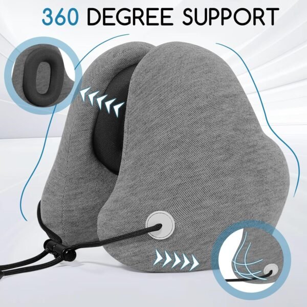 Noise-Canceling Travel Neck Pillow with 25 dB Noise Reduction, All-Round Neck Support, Suitable for Office, Home and Travel(Grayness, Small Size) - Image 2
