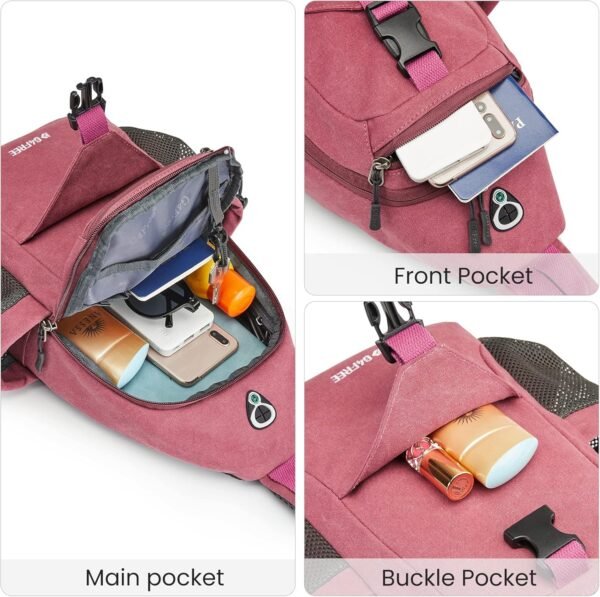 G4Free Canvas Sling Bag Crossbody Backpack with USB Charging Port & RFID Blocking, Hiking Daypack Chest Bag for Women Men - Image 5