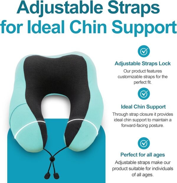 Adjustable Travel Pillow for Neck Support & Comfort, Lightweight Memory Foam Travel Neck Pillow for Sleeping - Washable & Breathable Plane Pillow for Traveling with Eyemask, Earplug & Carry Bag - Image 3