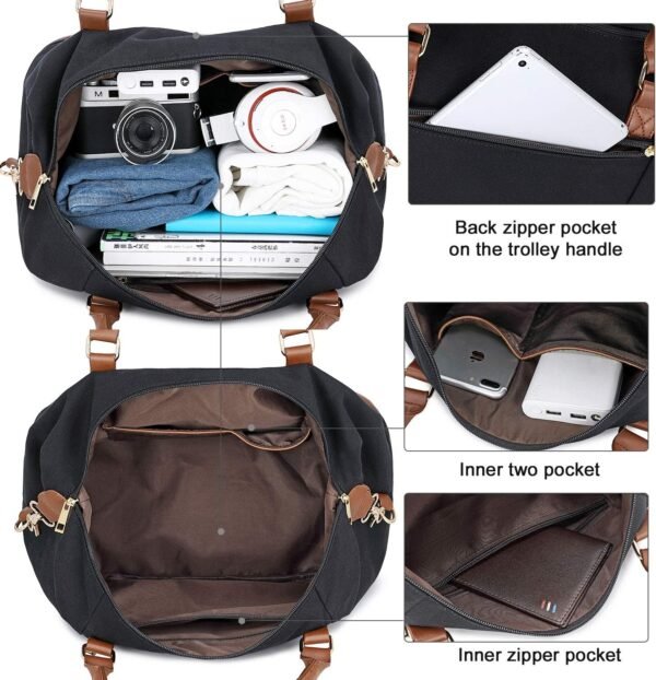 CAMTOP Women Travel Tote Overnight Weekender Carry On Bag With Luggage Sleeve and Shoes Compartmet - Image 4