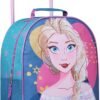 Disney Foldable Suitcase for Girls with Wheels, Trolley Hand Luggage Bag - Minnie Mouse Carry On Travel Bag for Kids (Blue Elsa)