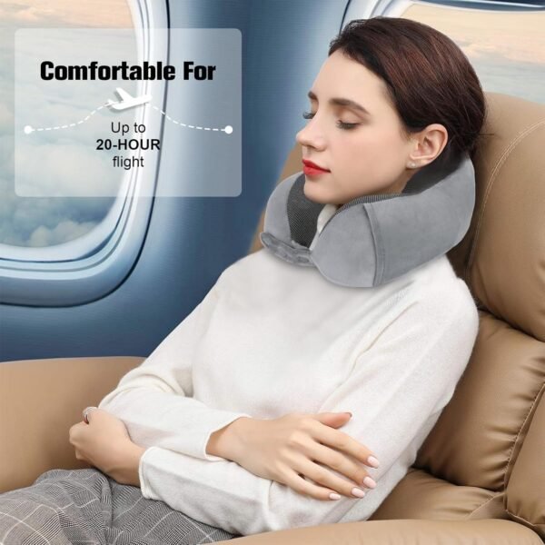 Neck Pillow for Traveling, Travel Pillows for Airplanes,100% Pure Memory Foam Travel Neck Pillow, Adjustable Flight Pillow, Portable Plane Accessories with Eye Mask, Earplugs, Carry Bag - Image 7