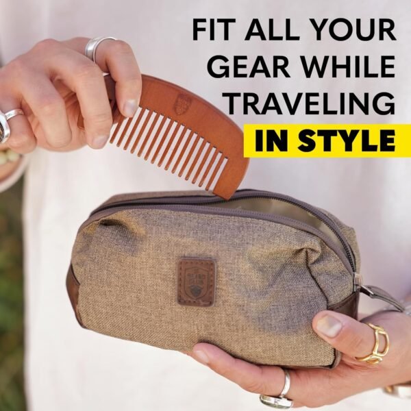 Beard Club Travel Toiletry Bag for Men: Durable, Lightweight & Roomy Men's Toiletry Travel Bag for Grooming Essentials, Shaving Kit, Shower & Bathroom Accessories - Stylish Men's Travel Toiletries Bag - Image 2