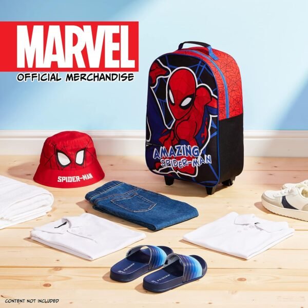 Marvel Kids Suitcase for Boys Foldable Trolley Hand Luggage Bag Carry On Avengers Travel Bag with Wheels Cabin Bag Wheeled Bag with Handle Spiderman Trolley Suitcase Boys (Multicolor Spiderman) - Image 2
