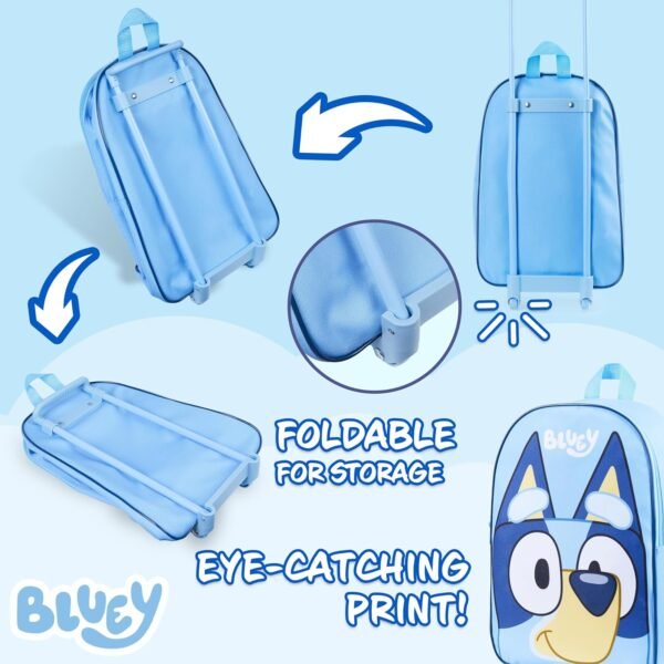 Bluey Children’s Luggage Suitcase - Foldable Trolley Bag 39 x 27cm 2 Wheels Extendable Handle - Travel Bag with Wheels - Image 6