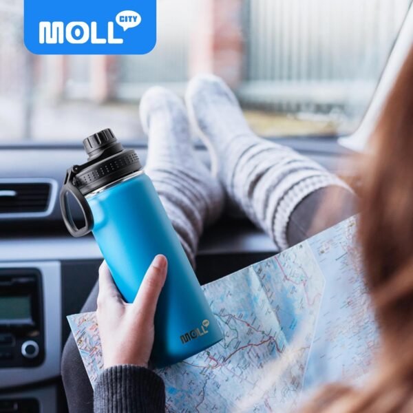 Kids Insulated Water Bottle with Spout Lid-16 oz Stainless Steel Vacuum Wide Mouth Sports Water Bottle for Back to School-Reusable Metal Leak Proof Travel Water Flask, BPA-Free(Navy) - Image 8