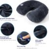 Travel Blanket and Pillow Set - Inflatable Travel Neck Pillow with Washable Soft Cover, Premium Soft Airplane Blanket with Built-in Bag, Zippered Pouch, and Hand Luggage Strap, 70" x 40" (Dark Grey) - Image 4