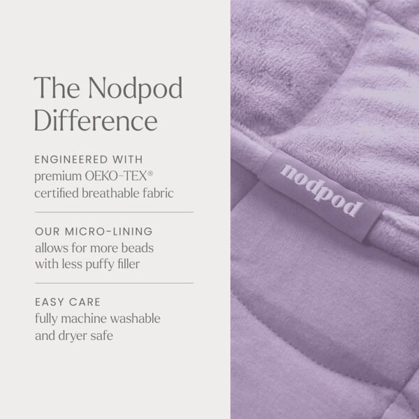 nodpod Body 6.5lb Compact Weighted Blanket I Perfect for Relaxation, Lounging, Napping, Sleeping & Travel I Glass Bead Filled, Machine Washable I Wisteria I (29" x 24") - Image 6