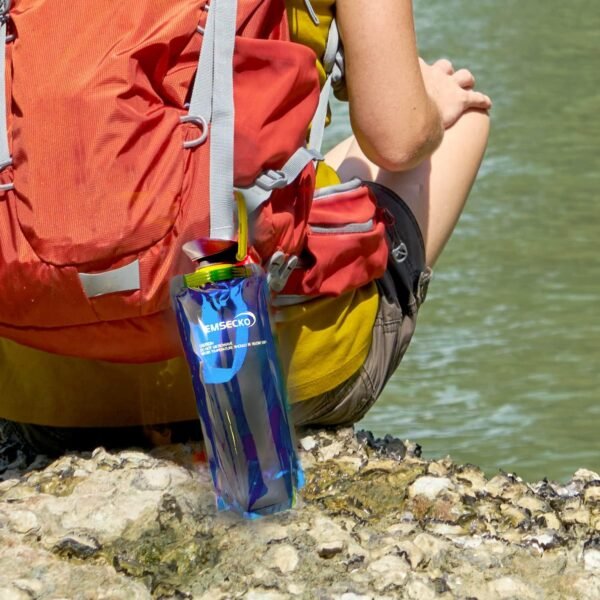 Collapsible Water Bottle - 700ml Foldable BPA-Free Durable Carabiner Reusable Flexible Storage Bag for Fish Bait, Milk Powder, and Nuts, Ideal for Hiking, Camping, and Travel - Image 6