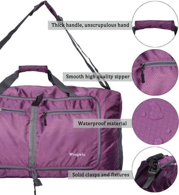 Woogwin Travel Duffel Bag Large Foldable Waterproof Overnight Bag for Beach Swim Bags Pool Sports Gym - Image 4