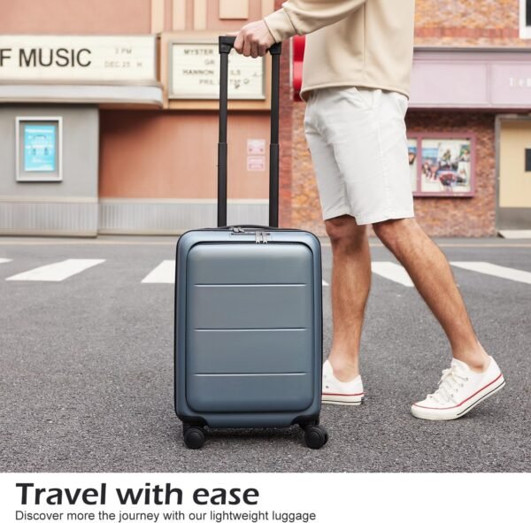 Coolife Luggage Suitcase Piece Carry On ABS+PC Spinner Trolley with pocket Compartmnet(Sakura pink, 20in(carry on)) - Image 2