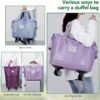 Expandable Duffle Bag, Folding Travel Bag with Wheels, Weekender Travel Bag for Carry-On, Tote Bag with Storage Space，Large Luggage Bag for Business Trips, Camping, Fitness (Black) - Image 6
