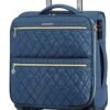 BAGSMART Underseater Carry On Luggage Airline Approved with Spinner Wheels, 16 Inch Luggage with TSA Lock, Overnight Rolling Softside Suitcases for Women, Navy Blue