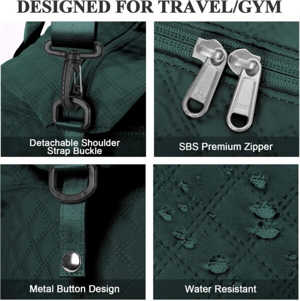 Travel Duffel Bag,Sports Tote Gym Bag,Shoulder Weekender Overnight Bag for Women - Image 6