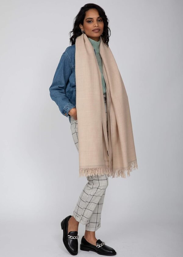 likemary Pashmina Shawls and Wraps for Women - Travel Blanket Scarf - Warm & Large Wool Wrap - Handmade Gift - Beige Fawn Scarf - Image 5