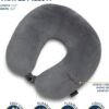 Brookstone Microbead Travel Head and Neck Pillow Lightweight and Plush with Phone or Headphone Pocket, Dark Grey - Image 2