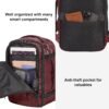 ECOHUB Travel Backpack 18x14x8 Spirit Airlines Personal Item Bag Carry On Backpack 13 Pockets Large Work Casual Daypack for men Airline Approved Waterproof Gym Backpack with Charging Port, Red - Image 5