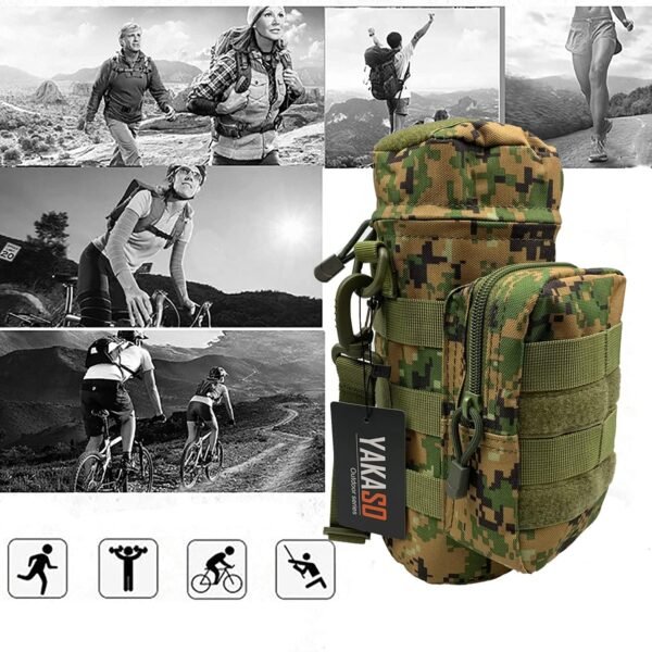 Tactical Molle Water Bottle Holder Pouch Hydration Carrier Bag Tactical EDC Water Bottle Carrier with Detachable Shoulder Strap for Hiking Camping Outdoor Sport Travel - Image 5