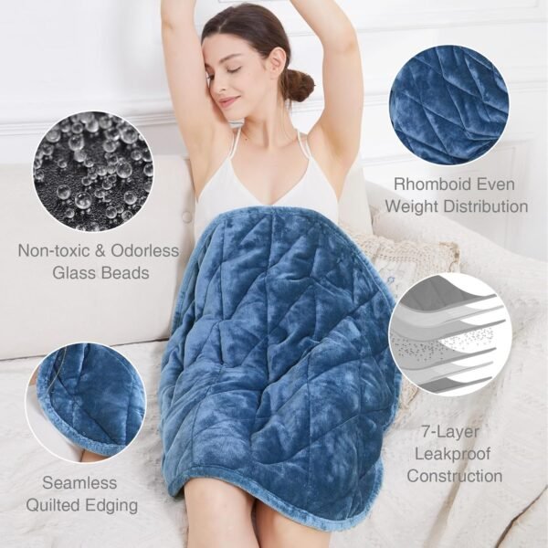 Alomidds Weighted Lap Pad 7lbs, Cozy Soft Flannel Weighted Lap Blanket for Adults, All-Season Weighted Blankets for Travel, Relaxing, Sleeping, Napping, Machine Washable, Bluish Gray, 29" x 24" - Image 2
