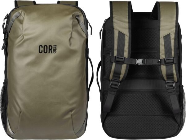 COR Surf Carry On Travel Backpack | NOW with Premium YKK Zippers | Flight Approved Carry On Laptop Backpack with Secret Passport Pockets | The Island Hopper (28L, Army Green)