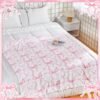 Buryeah Pink Bow Throw Blanket Cute Flannel Soft Blanket Bowknot Prints Blanket Lightweight Aesthetic Gift Plush Decorative Blanket for Sofa Couch Travel Bed Room, 50"x60" - Image 3