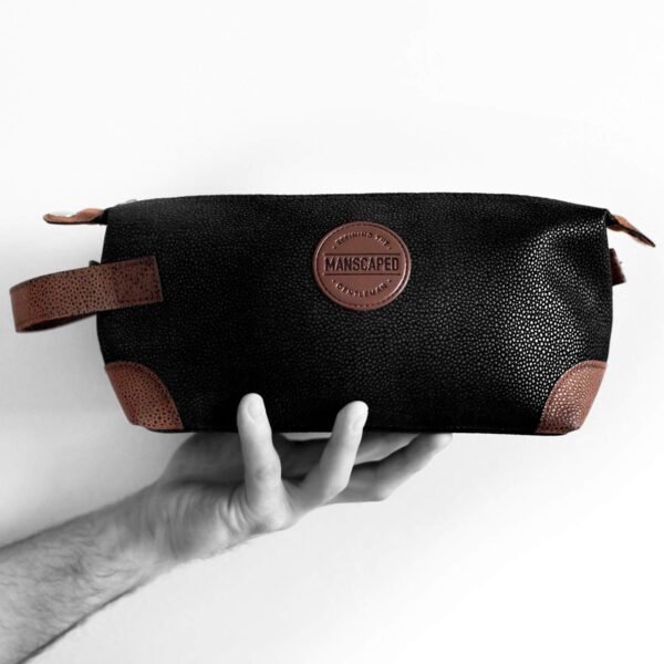 MANSCAPED® The Shed Men's Premium Quality Toiletry Bag, PU Leather Dopp Kit, Bathroom Travel Bag, Shaving Kit Case, Trimmer Bag - Image 4
