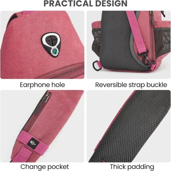 G4Free Canvas Sling Bag Crossbody Backpack with USB Charging Port & RFID Blocking, Hiking Daypack Chest Bag for Women Men - Image 6