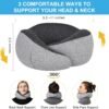 MULIHOMI™ Travel Pillow for Airplane with 100% Memory Foam, 360° Adjustable Full Surrounding Flying Neck Pillows, Travel Pillow Set (Grey) - Image 4
