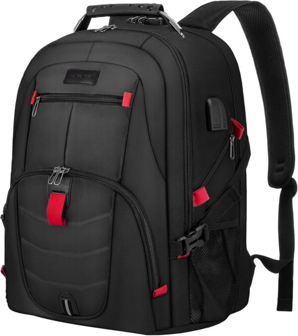 LOVEVOOK Travel Laptop Backpack Waterproof Anti Theft Backpack with Lock and USB Charging Port Large Computer Business Backpack for Men Women College Backpack (17 inch,Black)