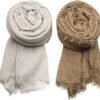 MANSHU 4PCS Women Soft Cotton Hemp Scarf Shawl Long Scarf, Scarf and Wrap, Big Head Scarf - Image 5
