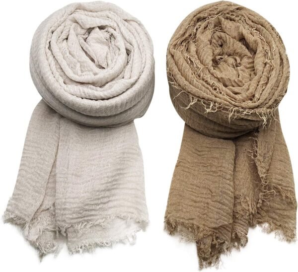 MANSHU 4PCS Women Soft Cotton Hemp Scarf Shawl Long Scarf, Scarf and Wrap, Big Head Scarf - Image 5