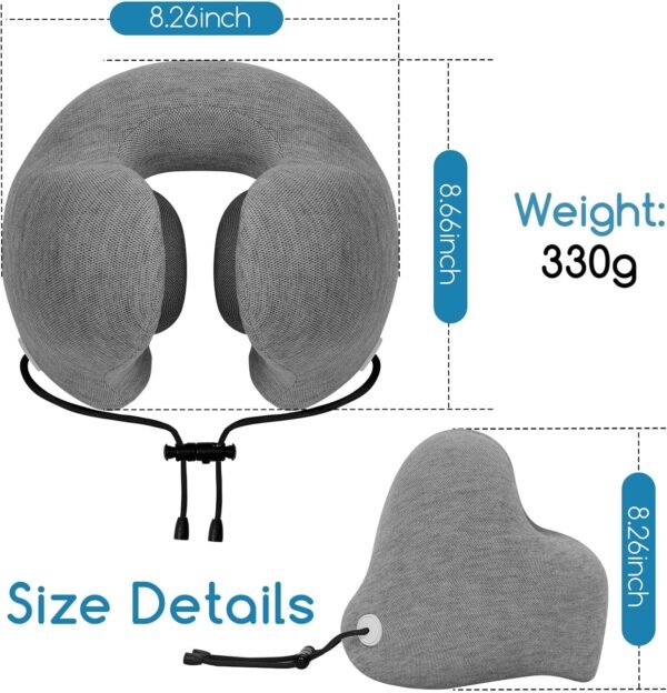 Noise-Canceling Travel Neck Pillow with 25 dB Noise Reduction, All-Round Neck Support, Suitable for Office, Home and Travel(Grayness, Small Size) - Image 5