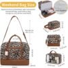 Wogarl Weekender Bags for Women Large Overnight Bag Weekend Travel Duffel Bag Carry on Shoulder with Shoe Compartment Canvas Toiletry Bag Tote with Trolley Sleeve for Travel Business Gym,Leopard - Image 3