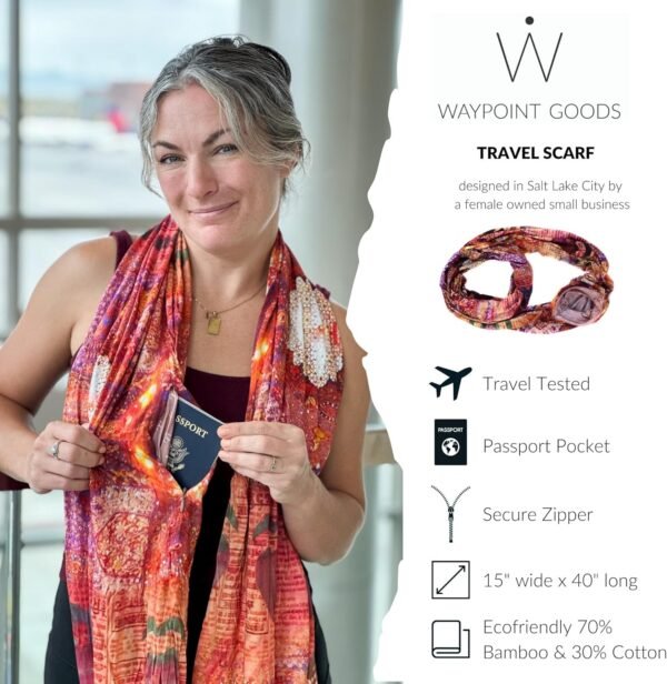 WAYPOINT GOODS Infinity Travel Scarf: Keep Essentials Safe | Anti-Theft Hidden Zipper Pocket | Perfect for Airplane - Image 2