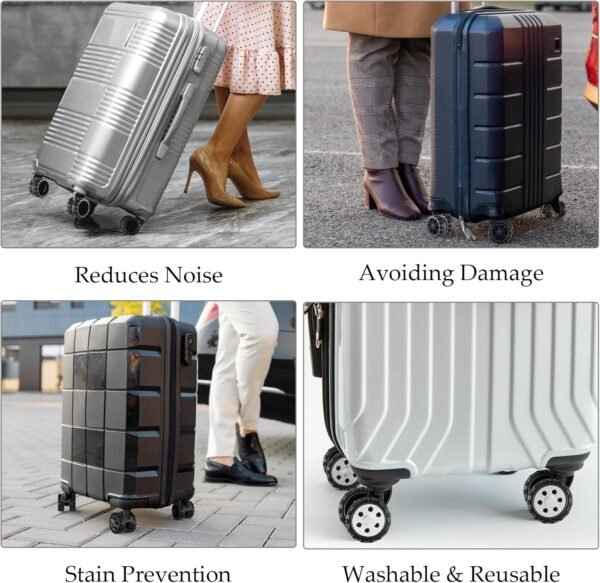Lusofie 8 Pack Luggage Wheel Protectors Silicone Material Luggage Wheel Covers Suitcase Wheel Covers Suitable For Luggage Travel Suitcase Wheels Protection And Noise Reduction (Black) - Image 2