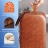 HOTOR Travel Toiletry Bag for Men - Leather Water Resistant Toiletries Organizer with Handle, Versatile Travel Cruise Ship Essentials, Brown, Medium - Image 3