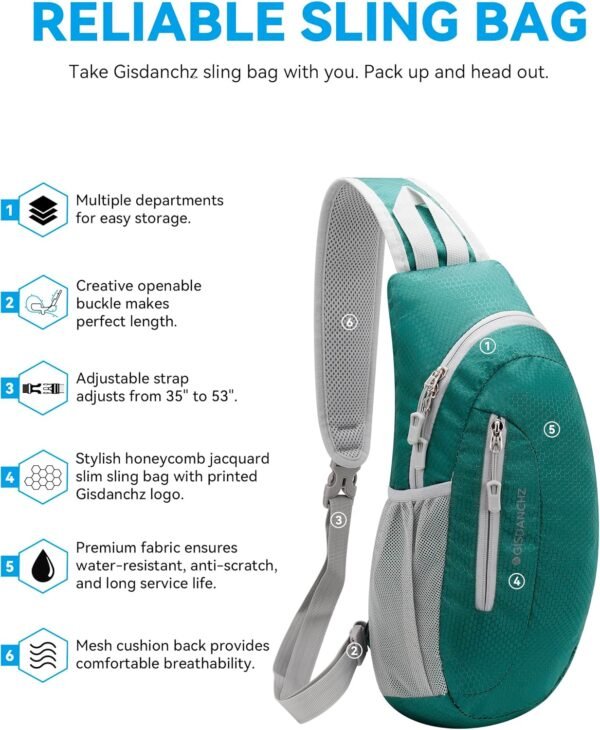 Gisdanchz Unisex Honeycomb Jacquard Small Sling Bag Slim Sling Backpack Crossbody Chest Bag for Hiking Travel - Image 2
