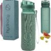 Hydracy Water Bottle with Time Marker -Large BPA Free Water Bottle & No Sweat Sleeve -Leak Proof Gym Bottle with Fruit Infuser Strainer & Times to Drink -Ideal Gift for Fitness Sports & Outdoors