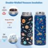 18oz Kids Insulated Water Bottle with Straw Lid - 18/8 Stainless Steel Kid Cup BPA-FREE Travel Tumbler Double Wall Vacuum Leak Proof Portable Toddler Water Bottle (Space + Car) - Image 4