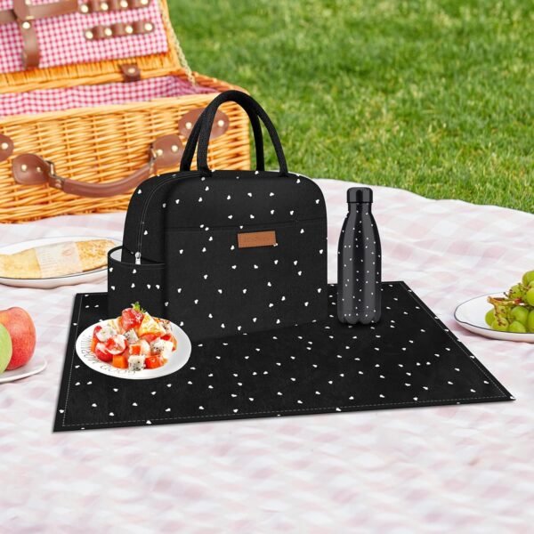 Cute Lunch Bag Women With Placemat and Water Bottle, Insulated Lunch Box for Women, Placemat Keep Clean and Hygienic Durable Leakproof Thermal High Capacity for Travel Picnic Insulated Lunch Bag - Image 7